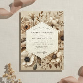 Beige Botanical Bloom Wedding 招待状