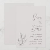 Beige botanical boho Save the Date Cards 招待状 (正面/裏面)
