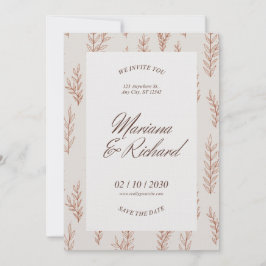 Beige Botanical Boho Wedding Invitation  招待状