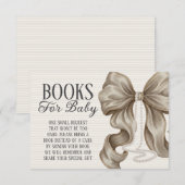 Beige Bow Girl Baby Shower Books For Baby エンクロージャーカード (正面/裏面)