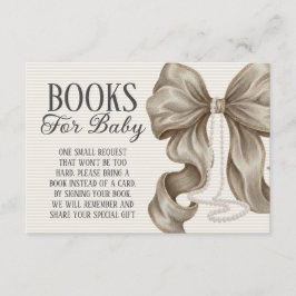 Beige Bow Girl Baby Shower Books For Baby エンクロージャーカード