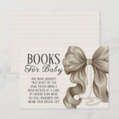 Beige Bow Girl Baby Shower Books For Baby エンクロージャーカード (正面/裏面)