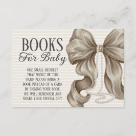 Beige Bow Girl Baby Shower Books For Baby エンクロージャーカード