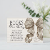 Beige Bow Girl Baby Shower Books For Baby エンクロージャーカード (スタンド正面)