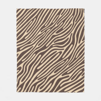 Beige Braune Zebra Streifen Druck フリースブランケット