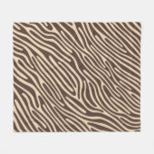 Beige Braune Zebra Streifen Druck フリースブランケット (正面(横))
