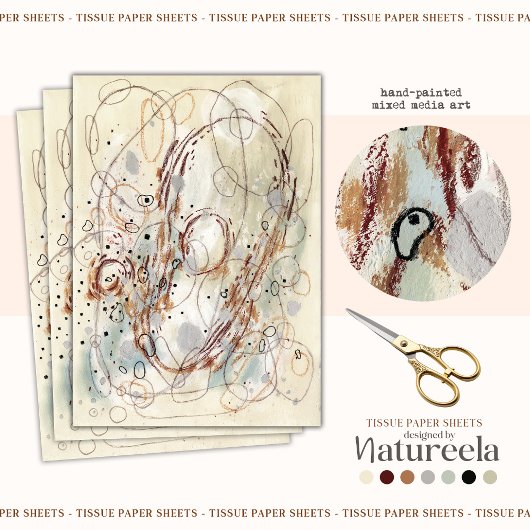 Beige Brown Abstract Decoupage Tissue Paper 薄葉紙