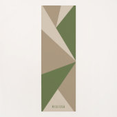 Beige Brown And Green Triangle Color Blocks & Name ヨガマット (正面)