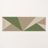 Beige Brown And Green Triangle Color Blocks & Name ヨガマット (正面(横))