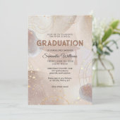 Beige Brown and Pink Gold Glitter Graduation 招待状 (スタンド正面)