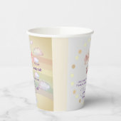 Beige Brown Baby Shower Flying Bear Design Rainbow 紙コップ (左)