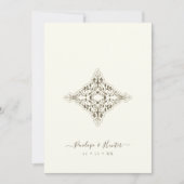 Beige Brown Chic Lace Romantic Couple Wedding 招待状 (正面)