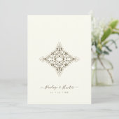 Beige Brown Chic Lace Romantic Couple Wedding 招待状 (スタンド正面)