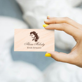 Beige Brown Elegant Hair Salon Stylist 名刺