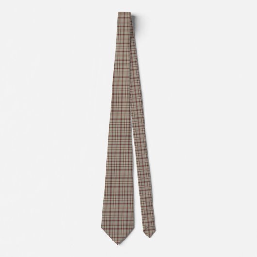 Beige Brown Plaid Classic Pattern Neck Tie ネクタイ (正面)