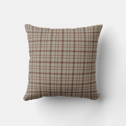 Beige Brown Plaid Classic Pattern Rustic クッション (裏面)