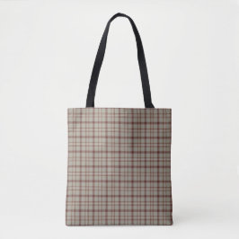 Beige Brown Plaid Classic Pattern Rustic トートバッグ