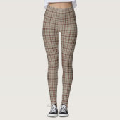 Beige Brown Plaid Classic Pattern Rustic レギンス (正面)