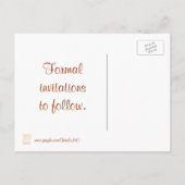 Beige Brown Scroll日付の結婚式のポストカードを保存 案内ポストカード (裏面)