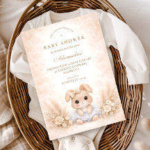 Beige Bunny Floral Baby Shower