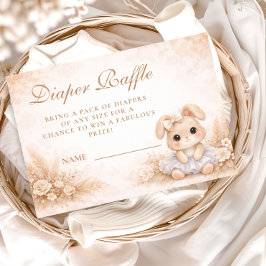 Beige Bunny Floral Diapper Raffle エンクロージャーカード