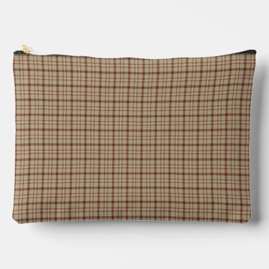 Beige Burgundy Plaid Classic Pattern アクセサリーポーチ (正面)