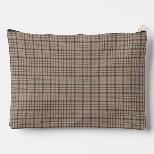 Beige Burgundy Plaid Classic Pattern Rustic アクセサリーポーチ (裏面)