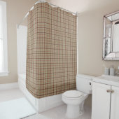 Beige Burgundy Plaid Shower Curtain シャワーカーテン (インサイチュ)