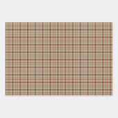 Beige Burgundy White Plaid Classic ラッピングペーパーシート (正面)