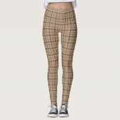 Beige Burgundy White Plaid Classic レギンス (正面)