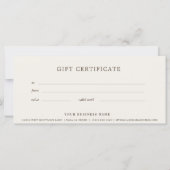 Beige Business Gift Certificate Elegant Simple (裏面)