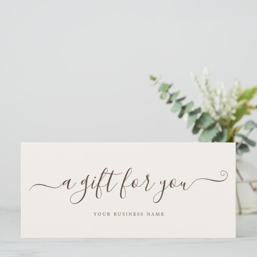 Beige Business Gift Certificate Elegant Simple (スタンド正面)