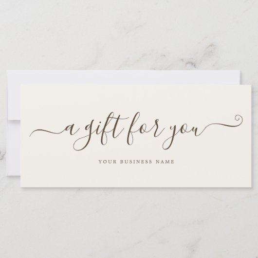 Beige Business Gift Certificate Elegant Simple (正面)