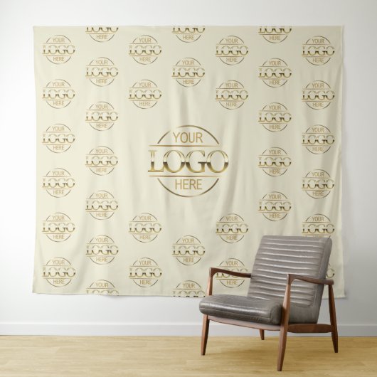 Beige Business Logo Step & Repeat Backdrop Banner タペストリー (インサイチュ(横))