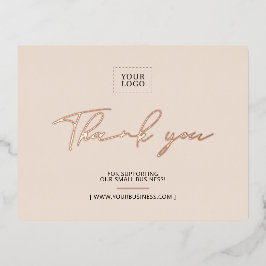 Beige Business Logo Thank you Package Insert 箔招待状ポストカード