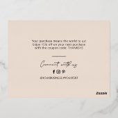 Beige Business Logo Thank you Package Insert 箔招待状ポストカード (裏面)