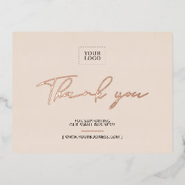 Beige Business Logo Thank you Package Insert 箔招待状ポストカード