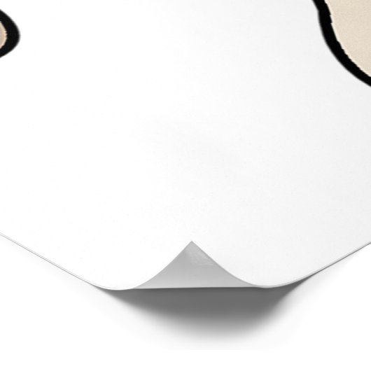 Beige Cat Drawing with Green Eyes ポスター (角)