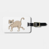 Beige Cat Drawing with Green Eyes ラゲッジタグ (正面横)