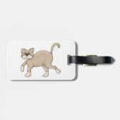 Beige Cat Drawing with Green Eyes ラゲッジタグ (裏面横)