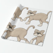 Beige Cat Drawing with Green Eyes ラッピングペーパー (アンロールド)