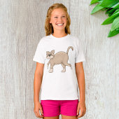 Beige Cat Drawing with Green Eyes Tシャツ