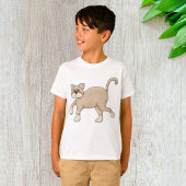 Beige Cat Drawing with Green Eyes Tシャツ
