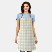 Beige Checkered Apron for Graceful Cooking エプロン (着用した状態)