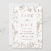 Beige Chinoiserie Wildflower Wedding Save the Date 招待状 (正面)