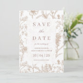Beige Chinoiserie Wildflower Wedding Save the Date 招待状 (スタンド正面)