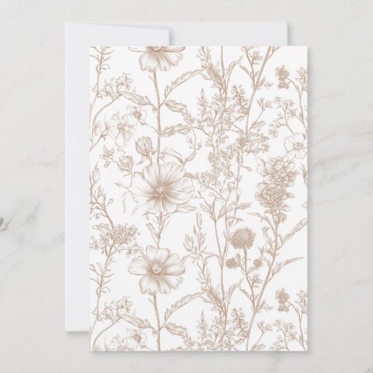 Beige Chinoiserie Wildflower Wedding Save the Date 招待状 (裏面)