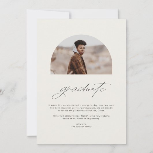 Beige Class of 2025 Arch Photo Gradation 案内状 (裏面)