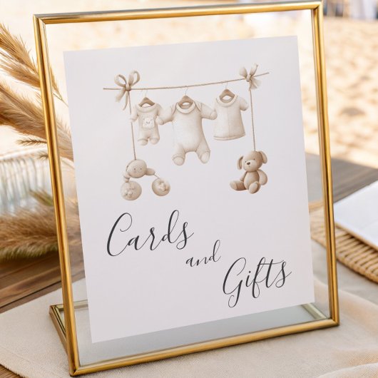 Beige Clothes And Toys Baby Shower Cards & Gifts ポスター