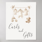Beige Clothes And Toys Baby Shower Cards & Gifts ポスター (正面)